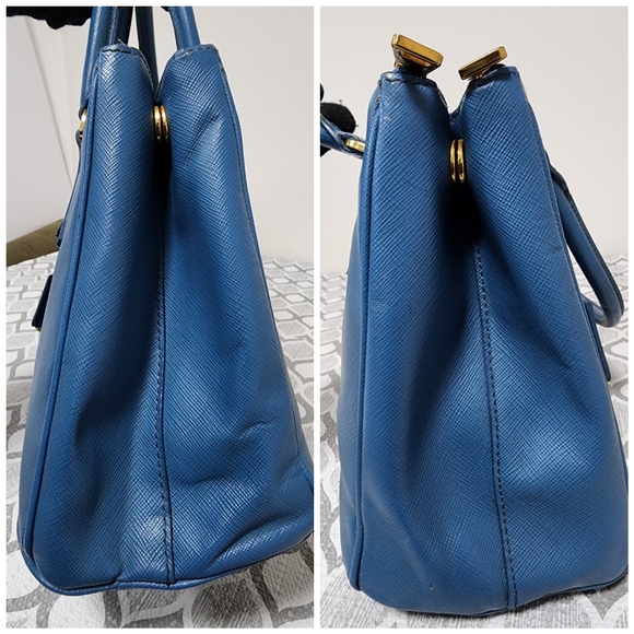 PRADA Saffiano Lux Small Double Zip Tote Blue - Picture 8 of 15